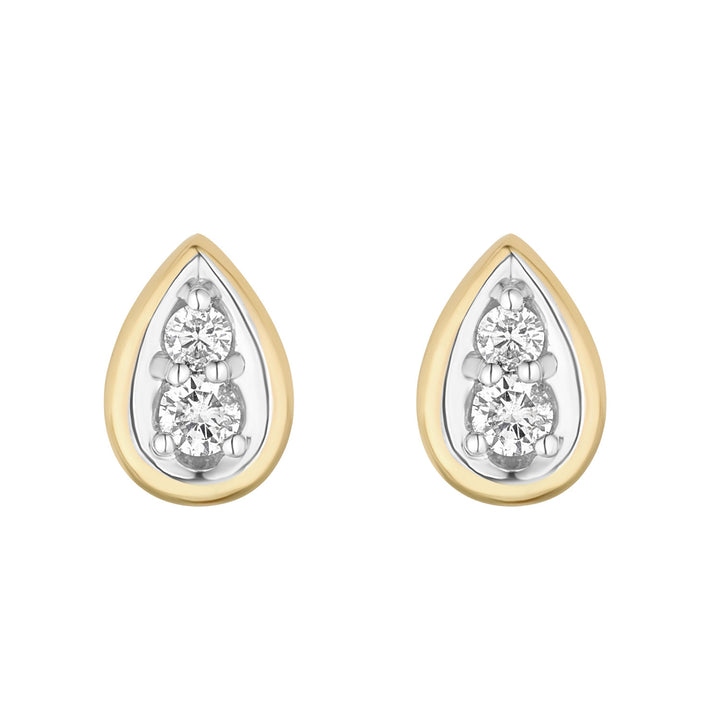 Gold Diamond Teardrop Stud Earrings