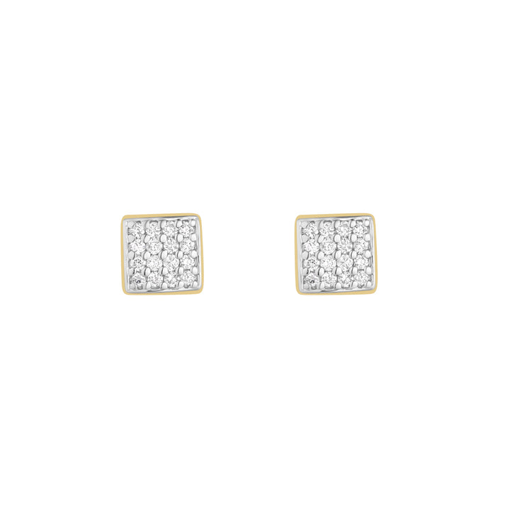 Gold Diamond Square Stud Earrings