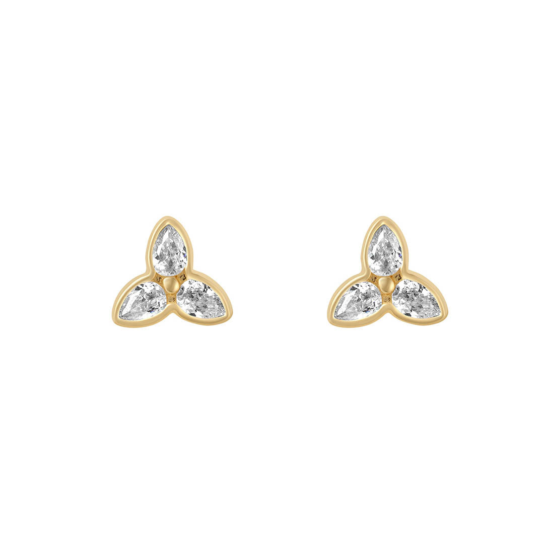 gold marquis flower earrings