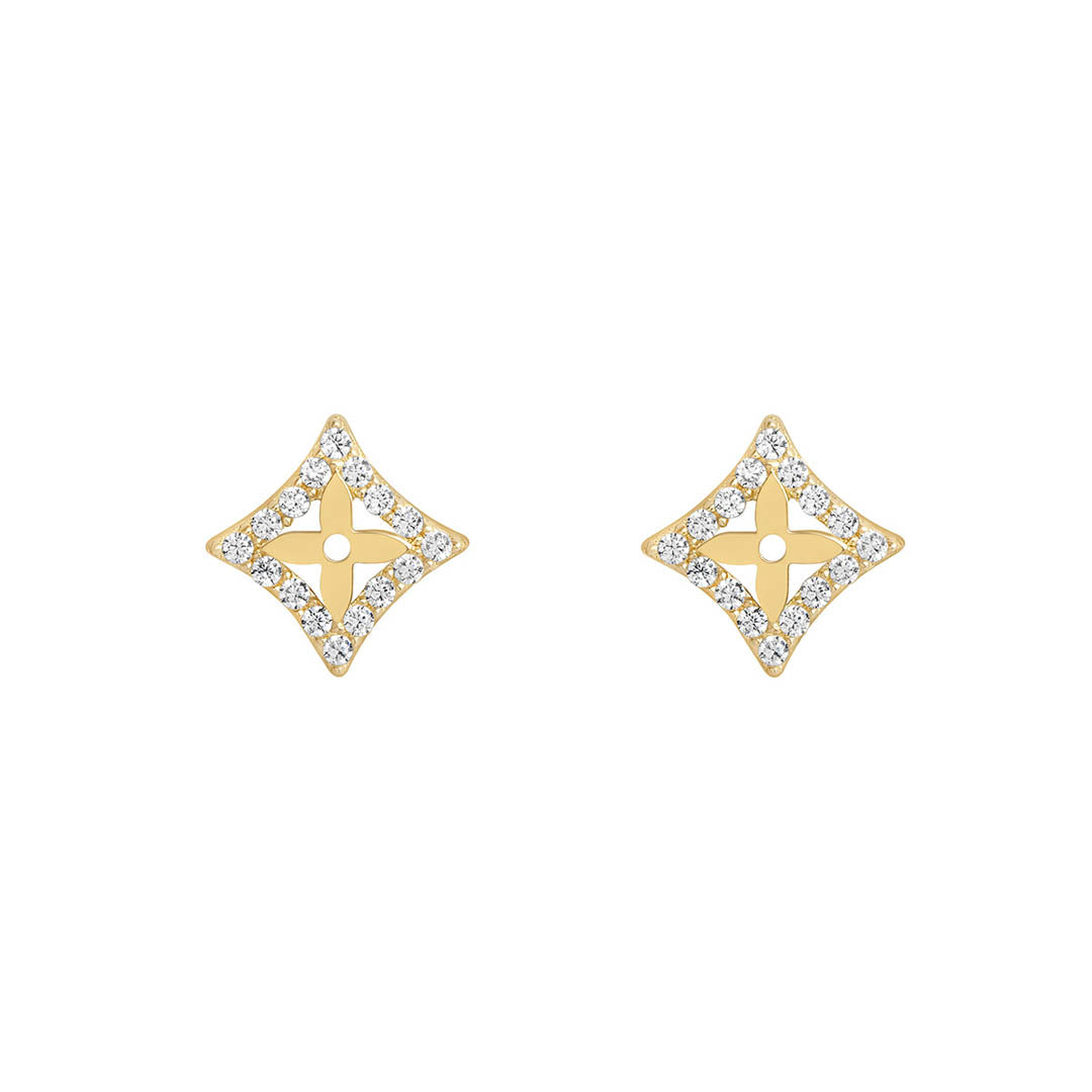 gold cz flower earrings