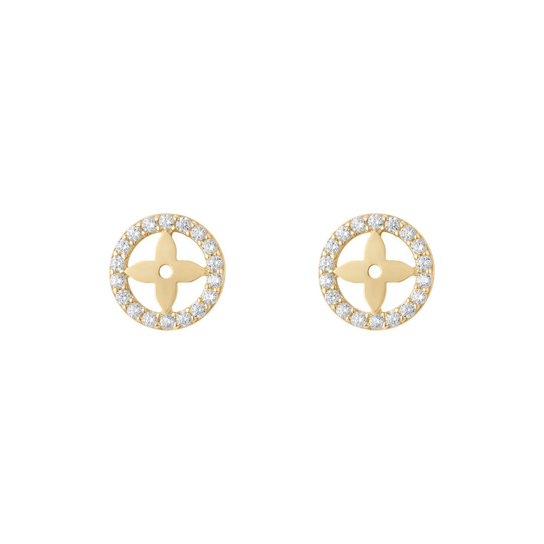 gold circle flower earrings