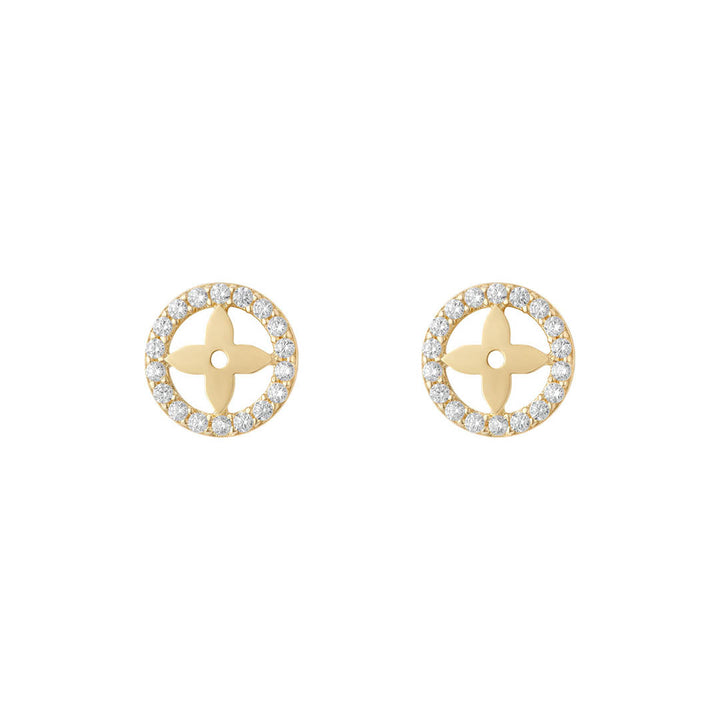 gold circle flower earrings