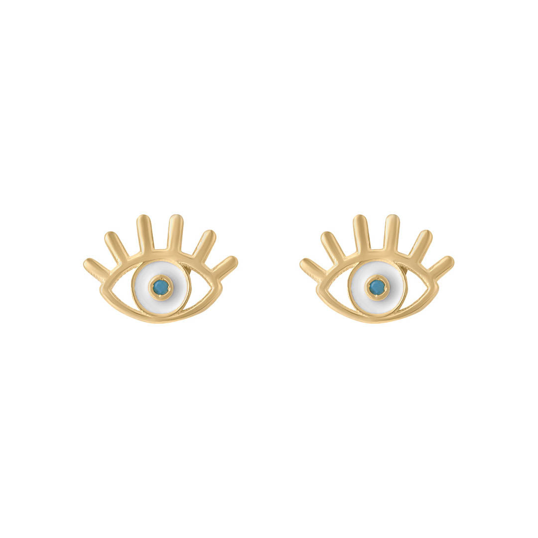 gold evil eye studs