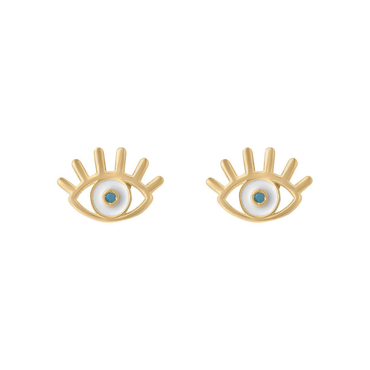 gold evil eye studs