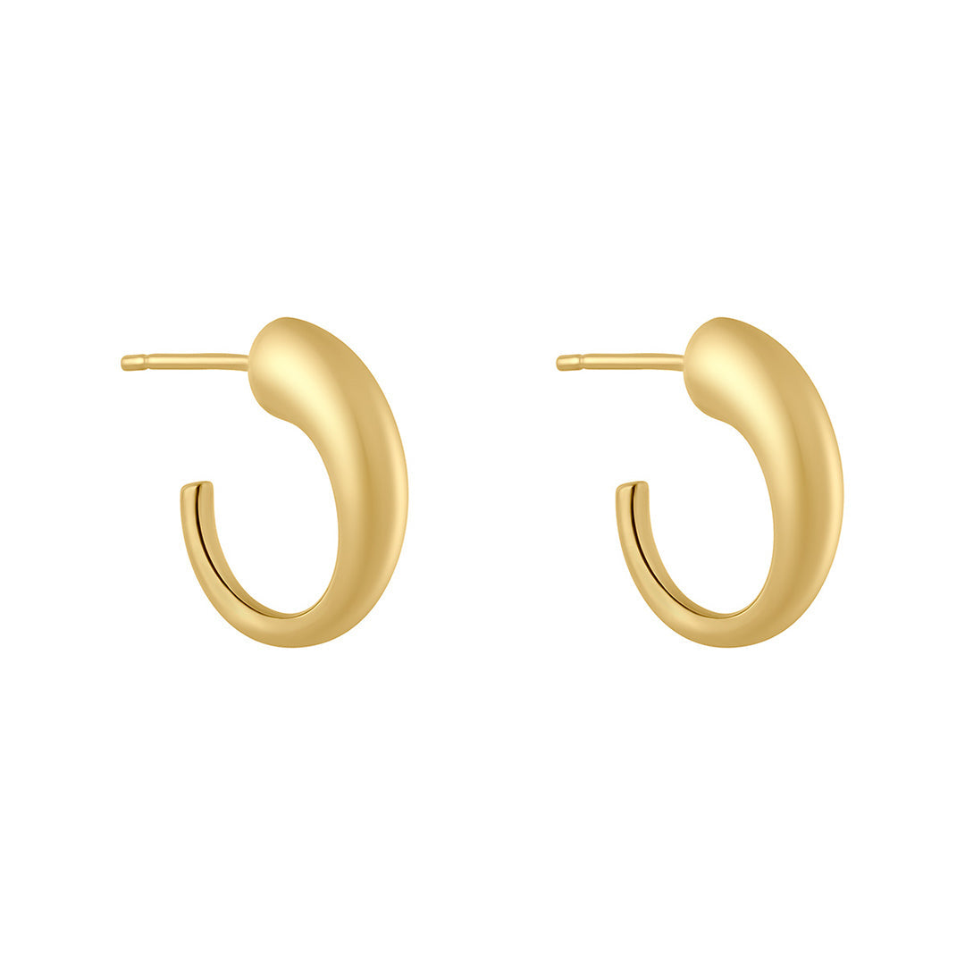 9ct gold tapered hoop earrings
