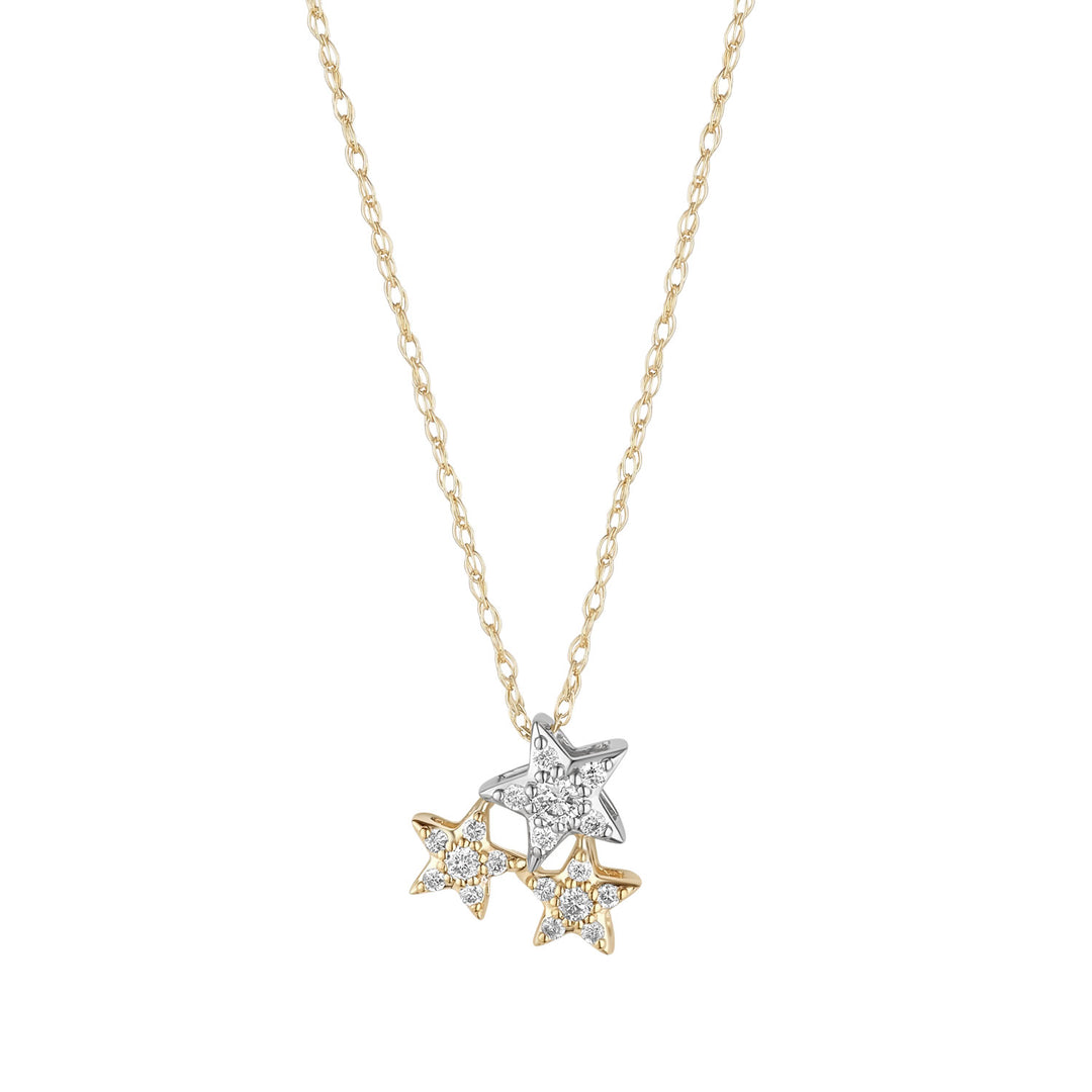 9ct gold diamond stars necklace