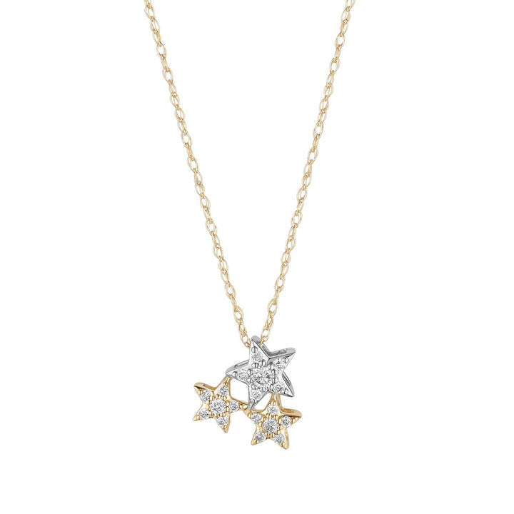 9ct gold diamond stars necklace