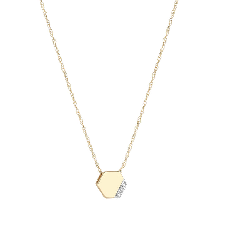 9ct gold diamond hex necklace