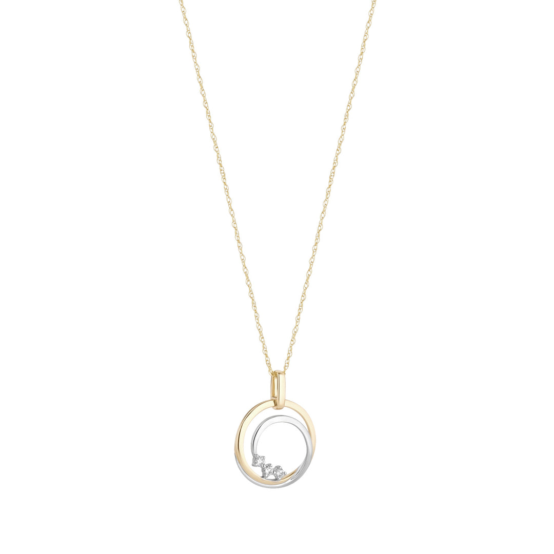 9ct yellow gold and white gold diamond swirl necklace