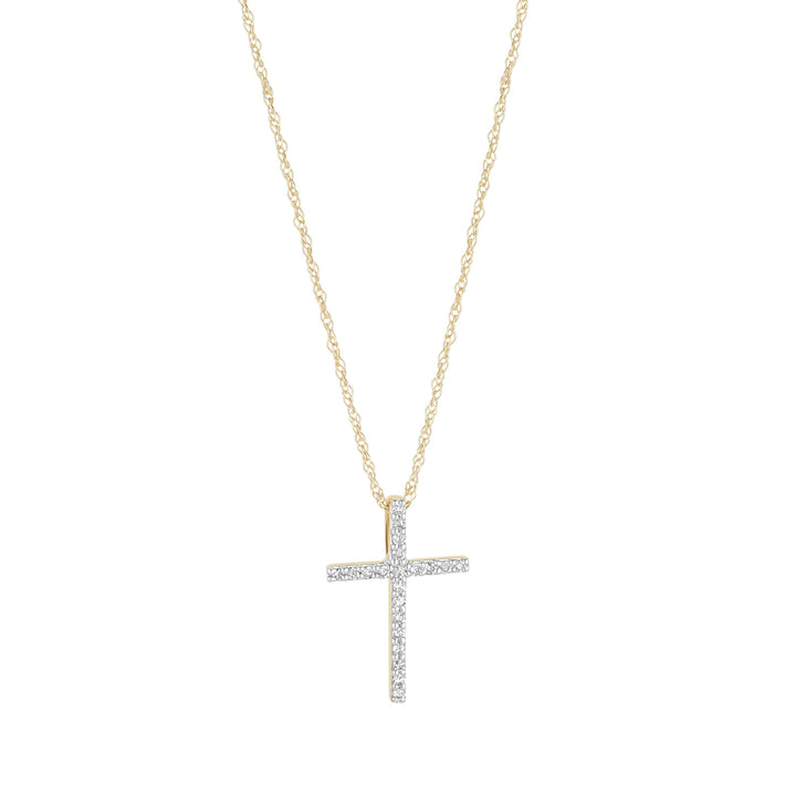 9ct gold diamond cross necklace