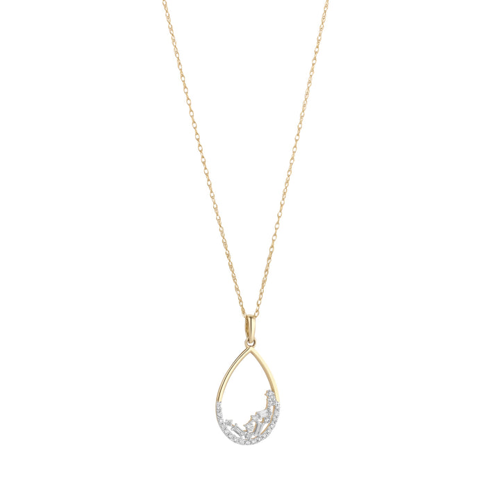 9ct yellow gold diamond teardrop necklace