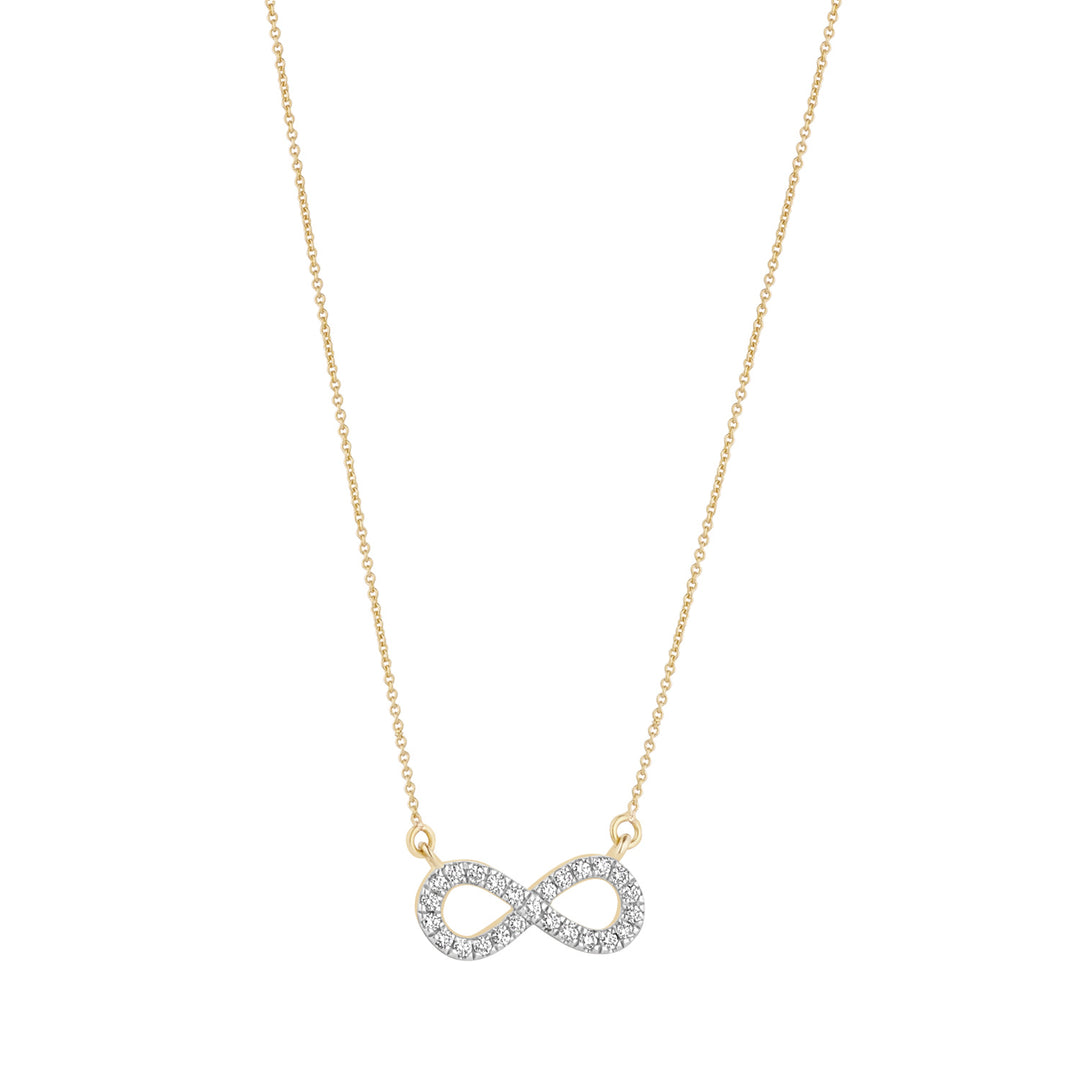 9ct yellow gold diamond infinity necklace