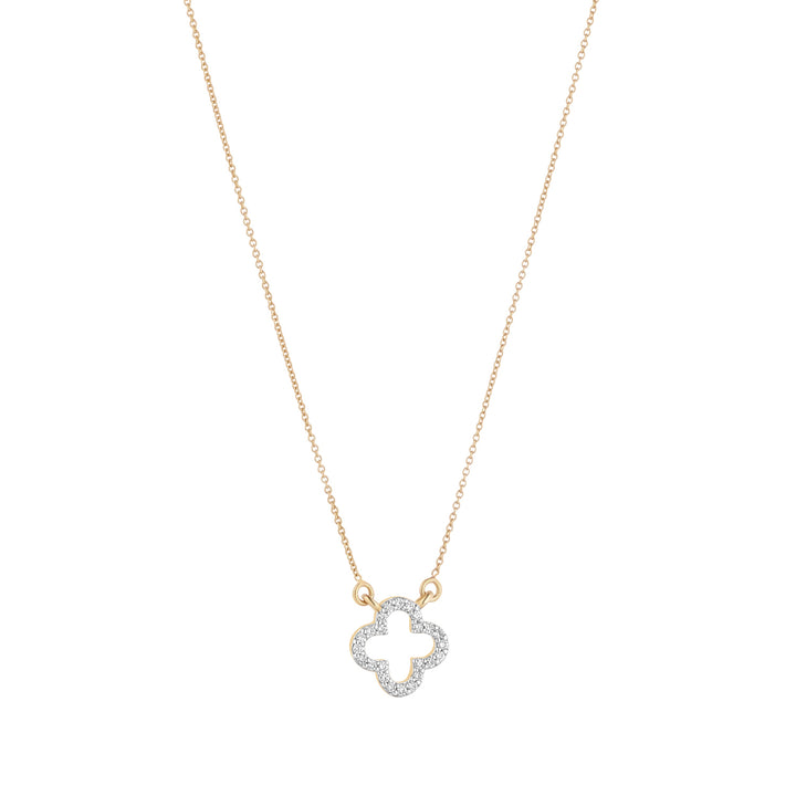 9ct yellow gold diamond clover necklace
