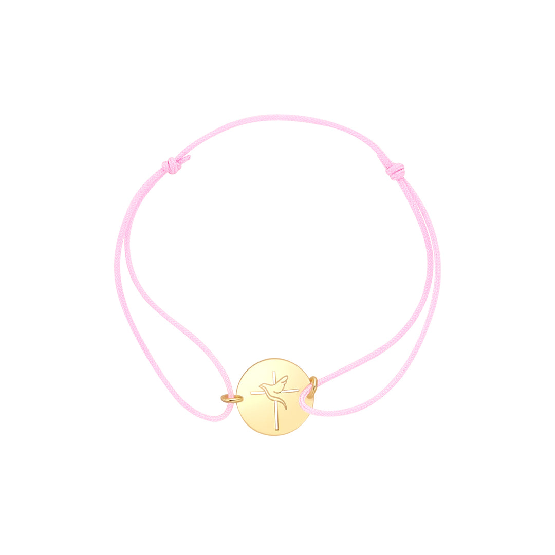 Gold Chalice Pink Cord Confirmation Bracelet