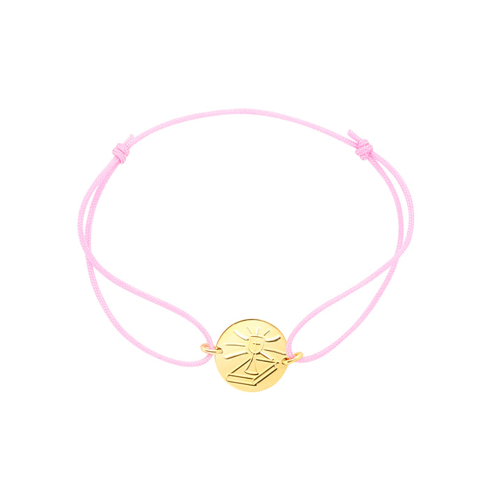 Gold Chalice Pink Cord Communion Bracelet