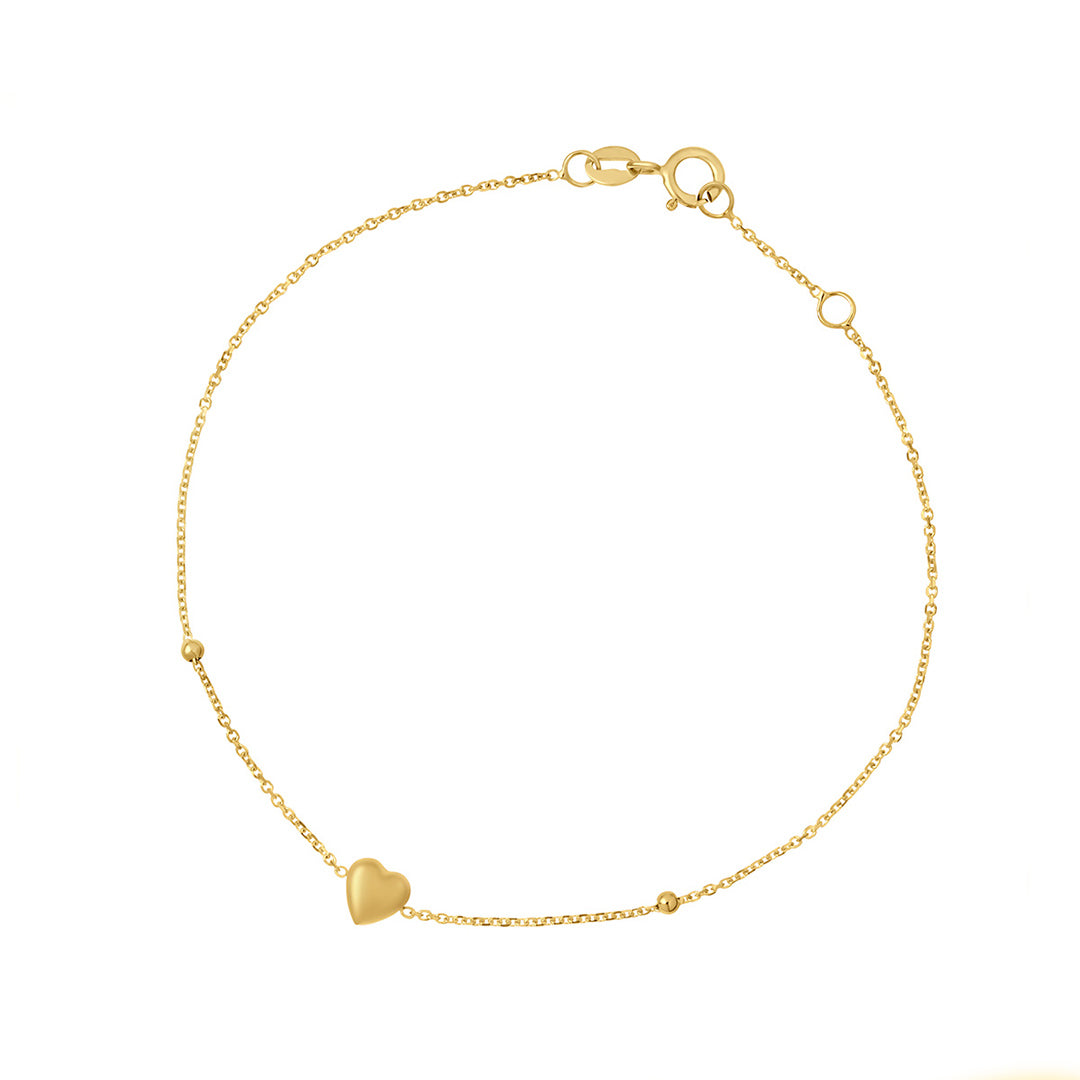 9ct gold small heart bracelet