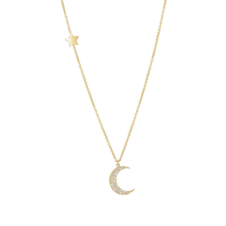 gold cz moon necklace