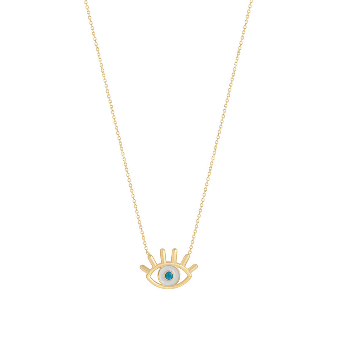 gold enamel evil eye necklace