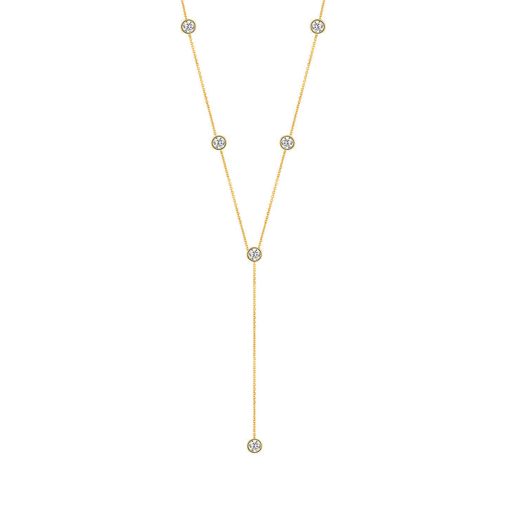 gold cz lariat necklace