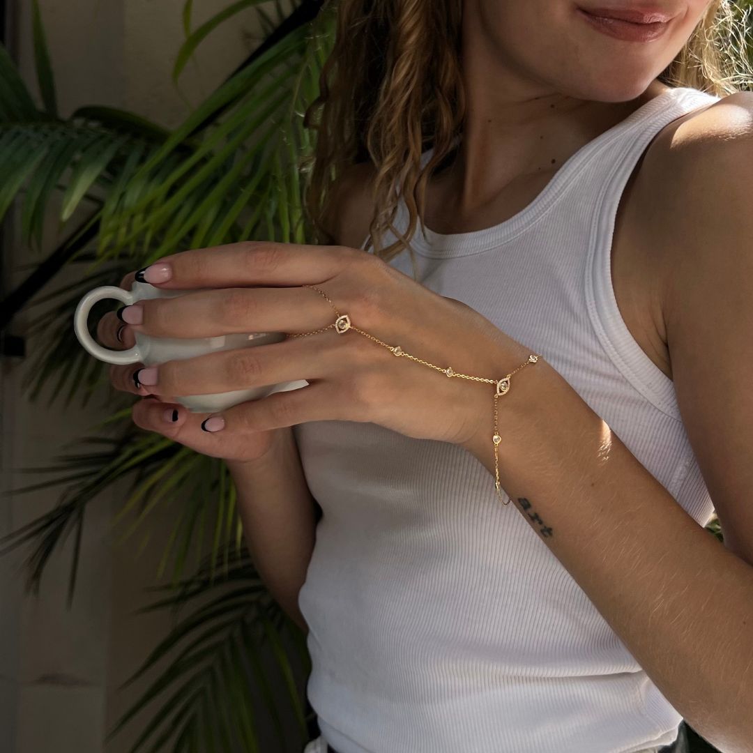 gold plated jewellery on model