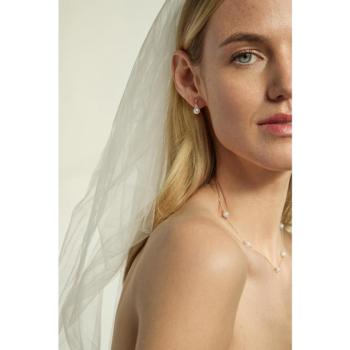 9ct Gold Diamond and Pearl Drop Earrings