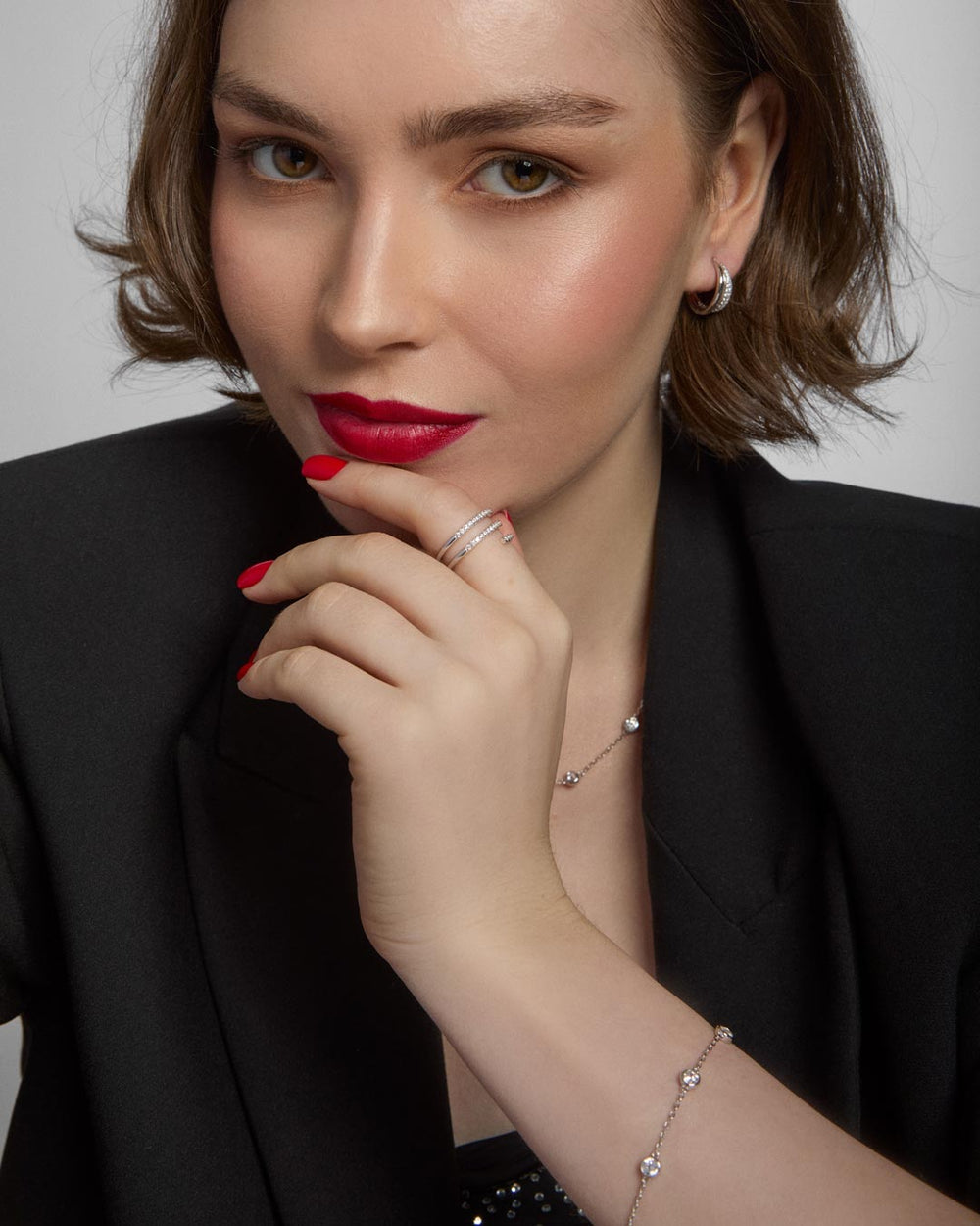 model wearing sterling silver jewellery
