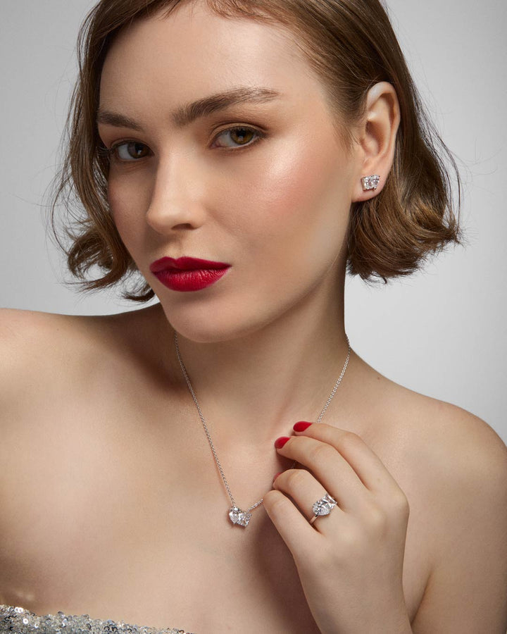 model wearing sterling silver jewellery set