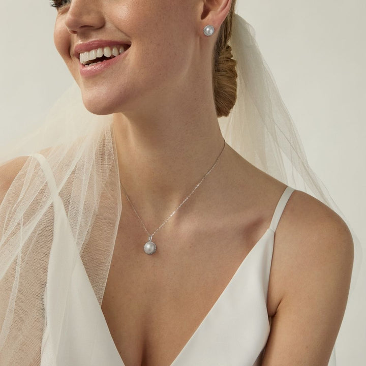 sterling silver pearl bridal jewellery set