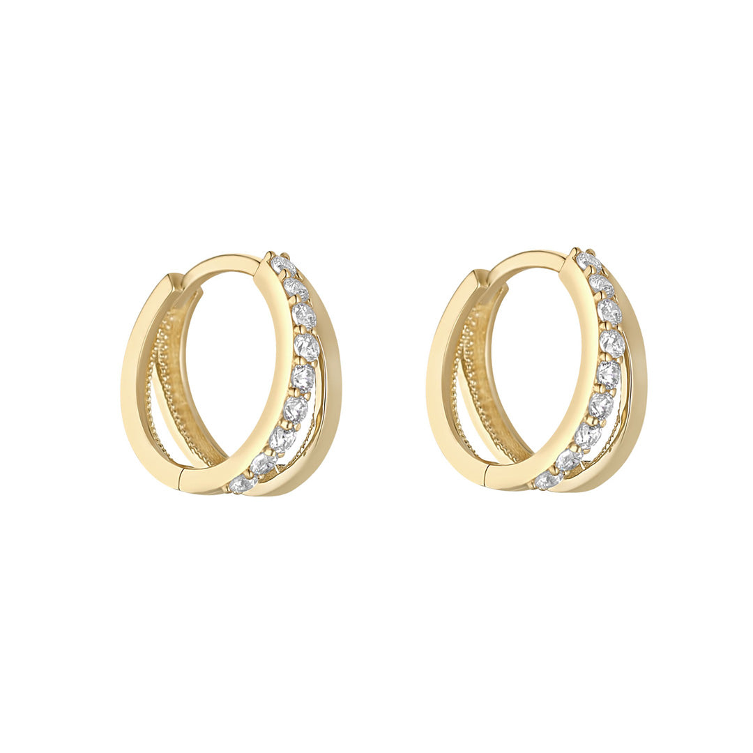 9ct Gold & CZ Hoop Earrings