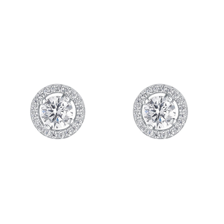 sterling silver cz halo stud earrings