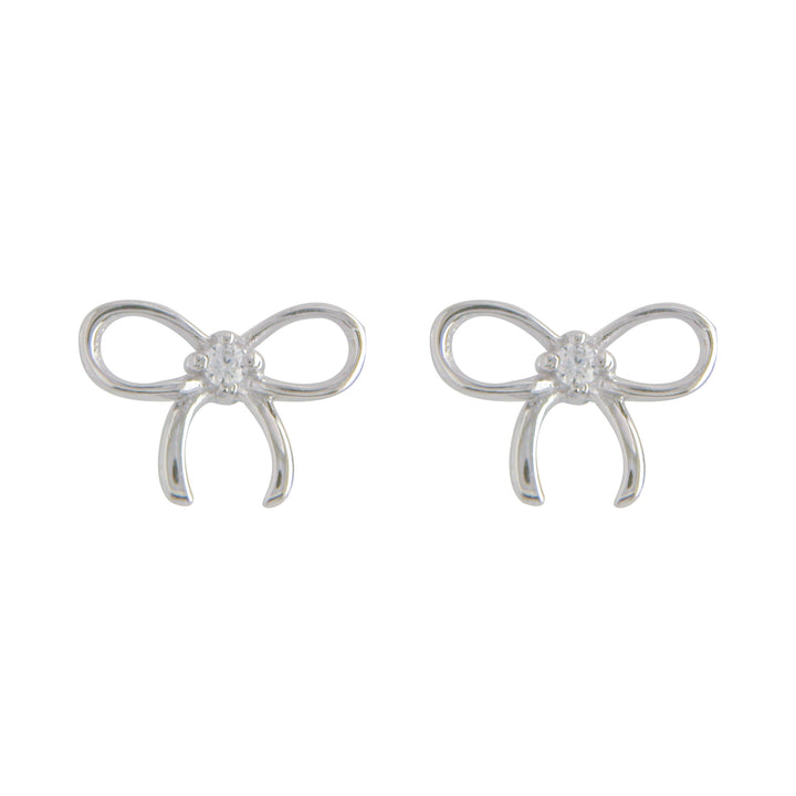 Silver bow stud earrings from NJO