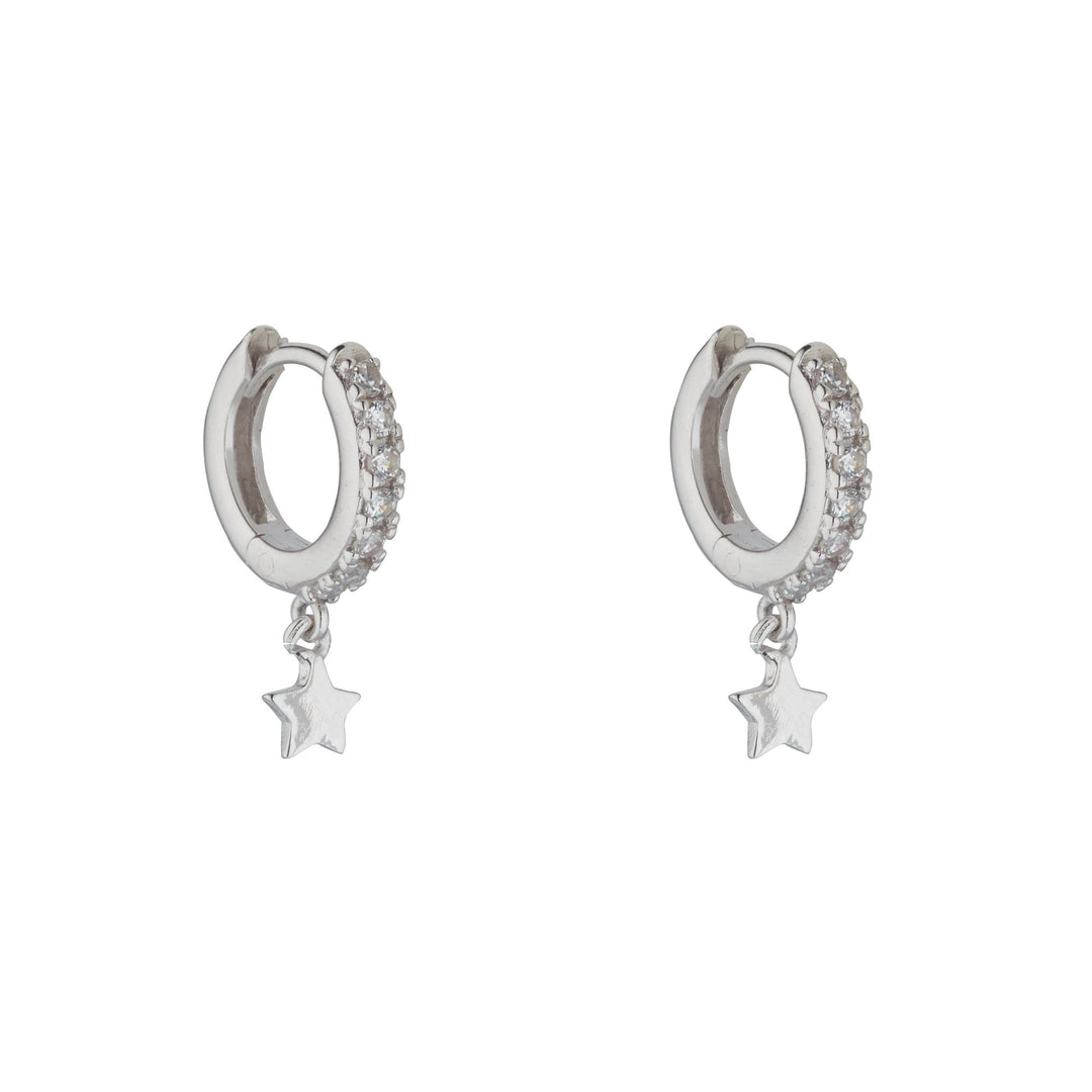 sterling silver star huggie earrings