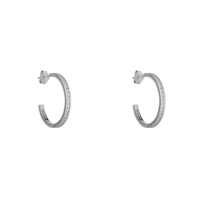 Silver Channel Set 20mm Hoop Earrings