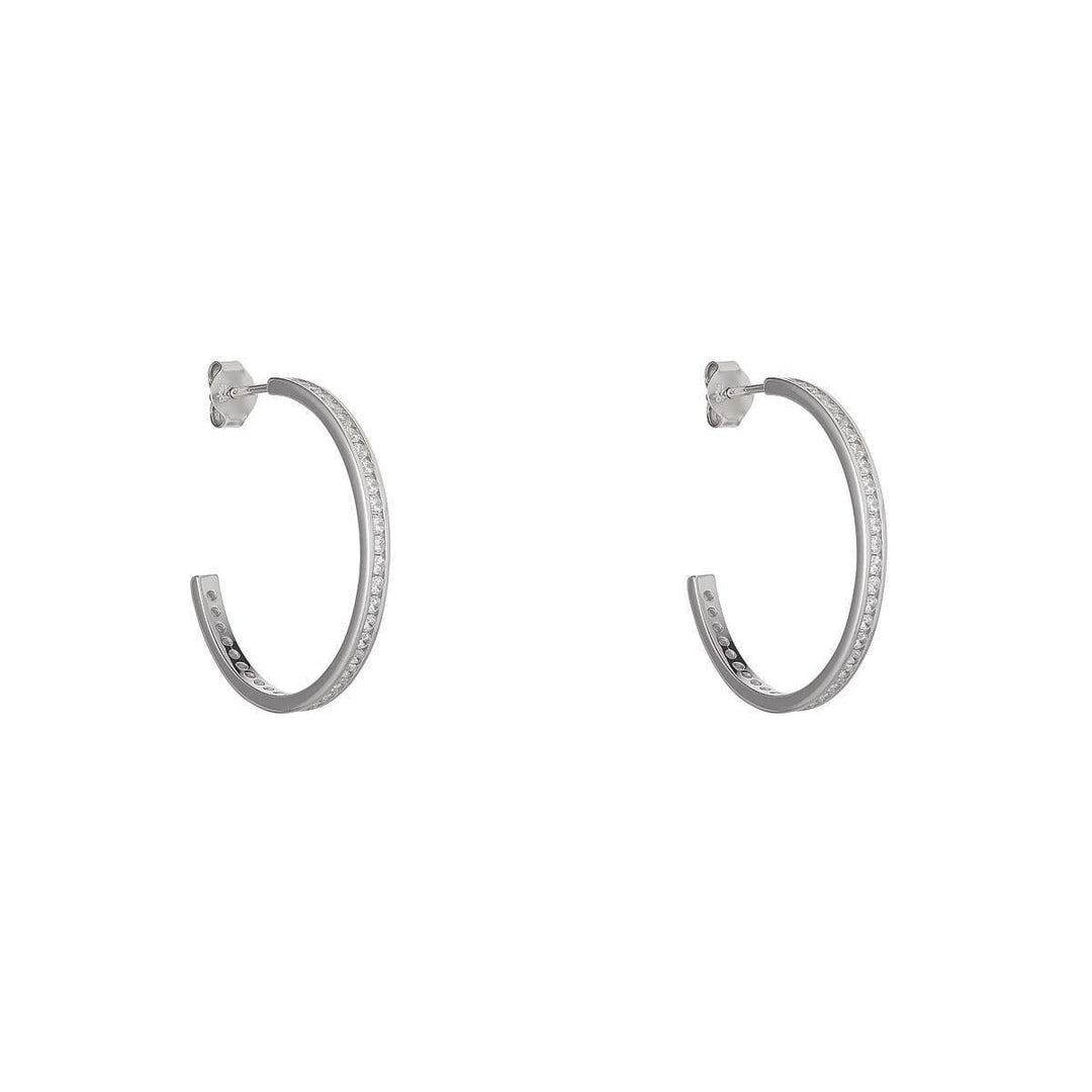 Silver Channel Set 25mm Hoop Earrings