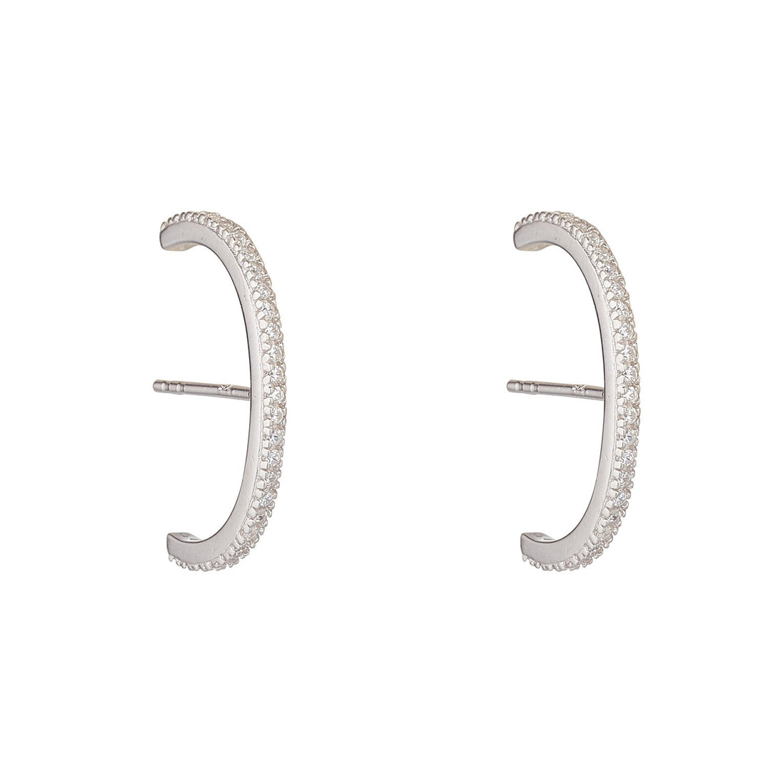 Silver Cubic Zirconia set "Suspender" Stud Earring