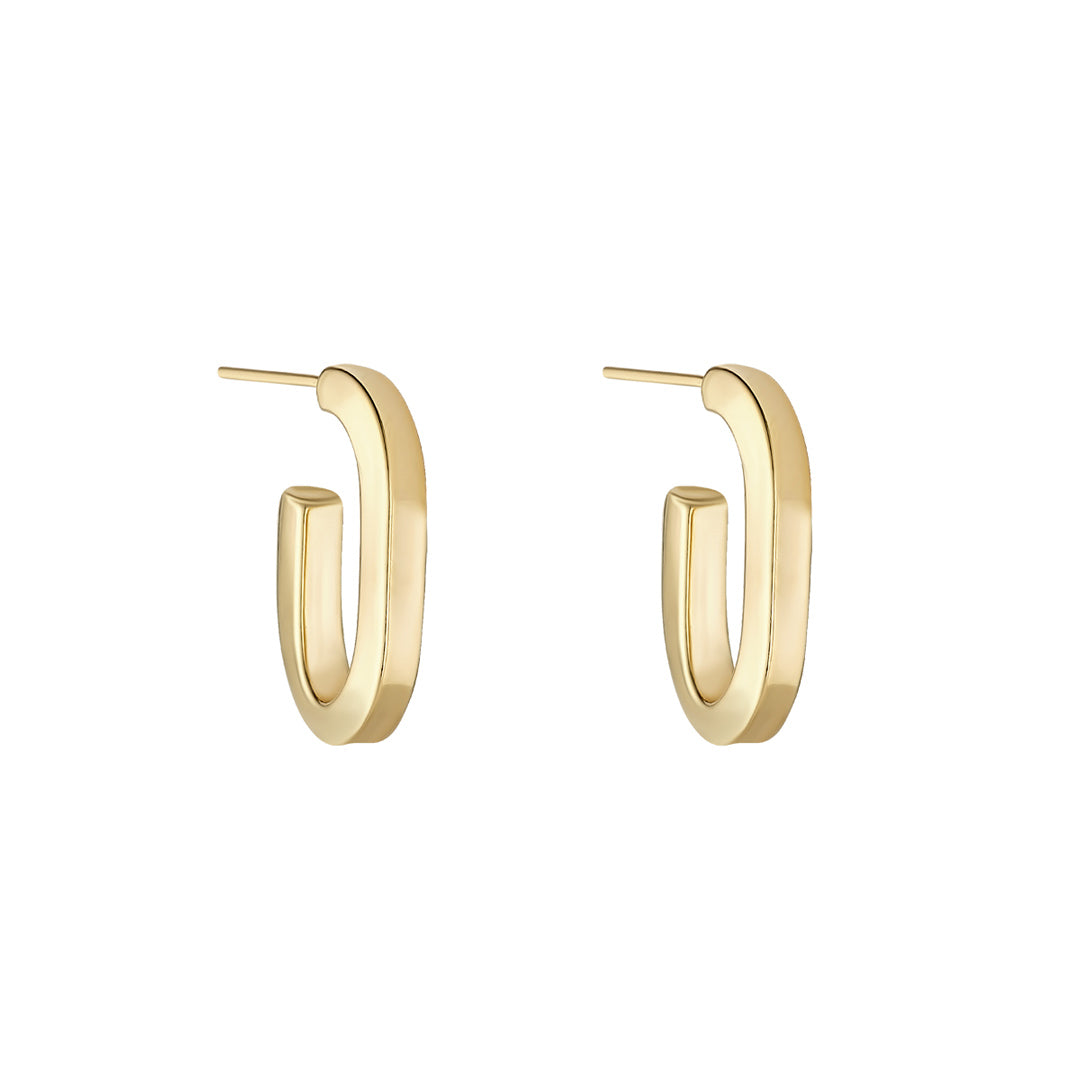 gold plated oval huggie hoop earrings