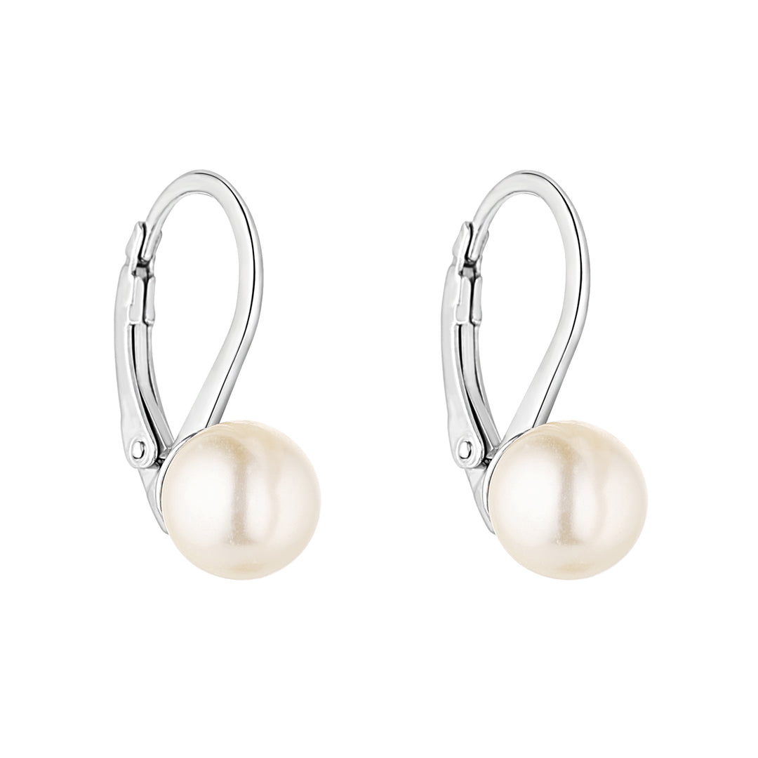 Silver Pearl huggie earrings from NJO