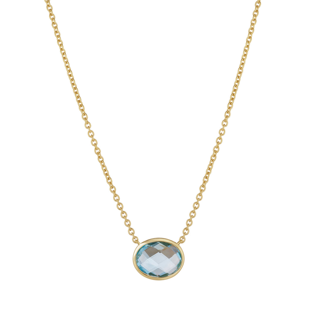 Rubover Oval Blue Topaz Chain