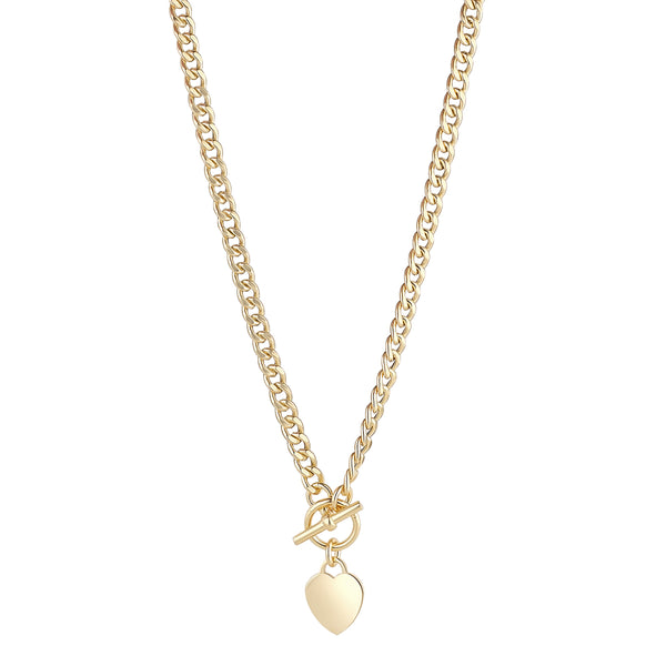 Rose Gold T-Bar Heart Necklace Sterling Silver 925 hallmark 18