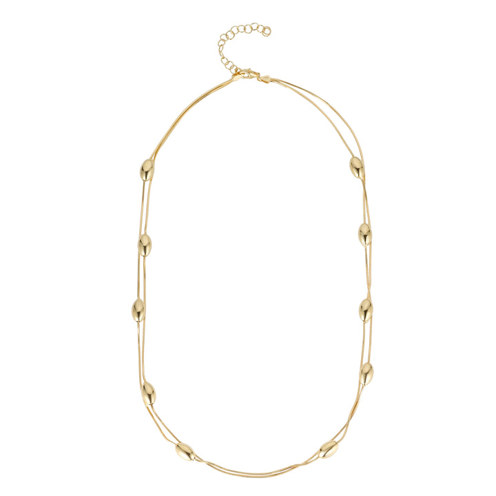 18ct gold plated double layered oval necklace