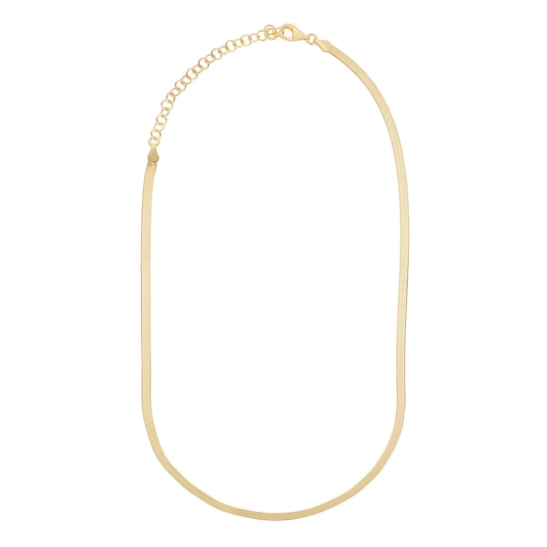 gold plated snake chain necklace on white background