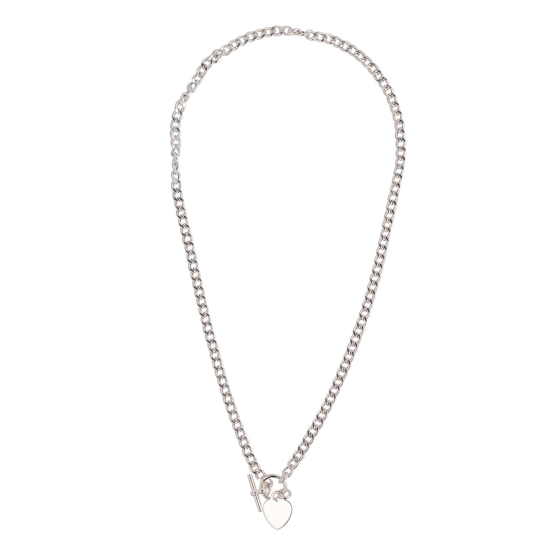 Silver Heart T Bar Necklace