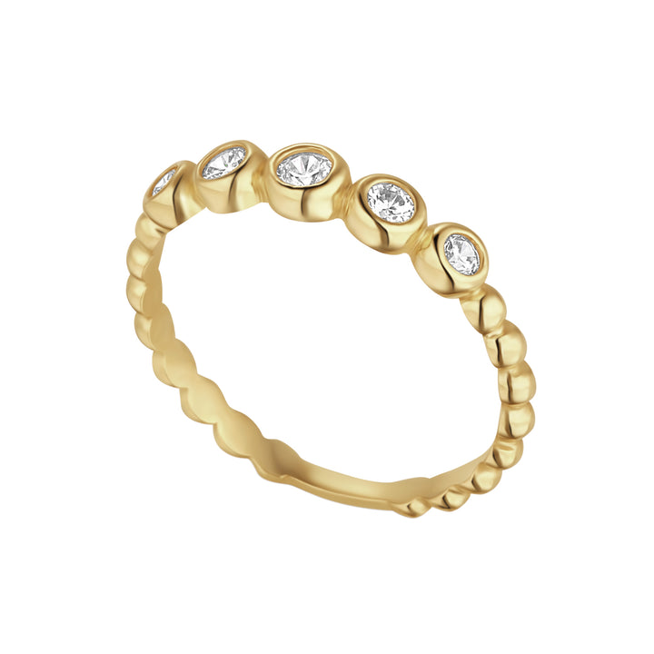 Gold 5 Cubic Zirconia Rubover Band