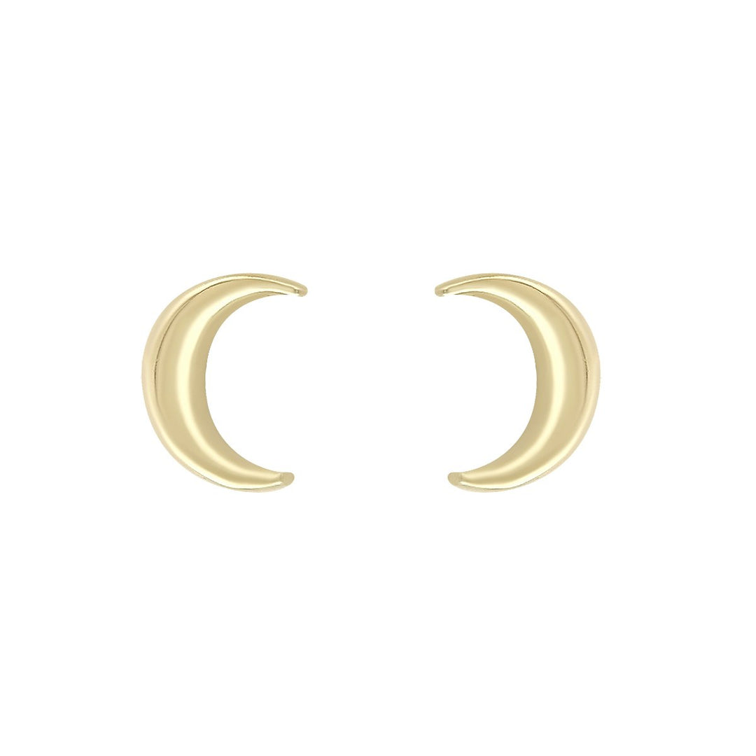 Gold Crescent Moon Stud Earring