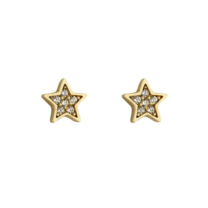 Gold Cubic Zirconia Star Stud Earring