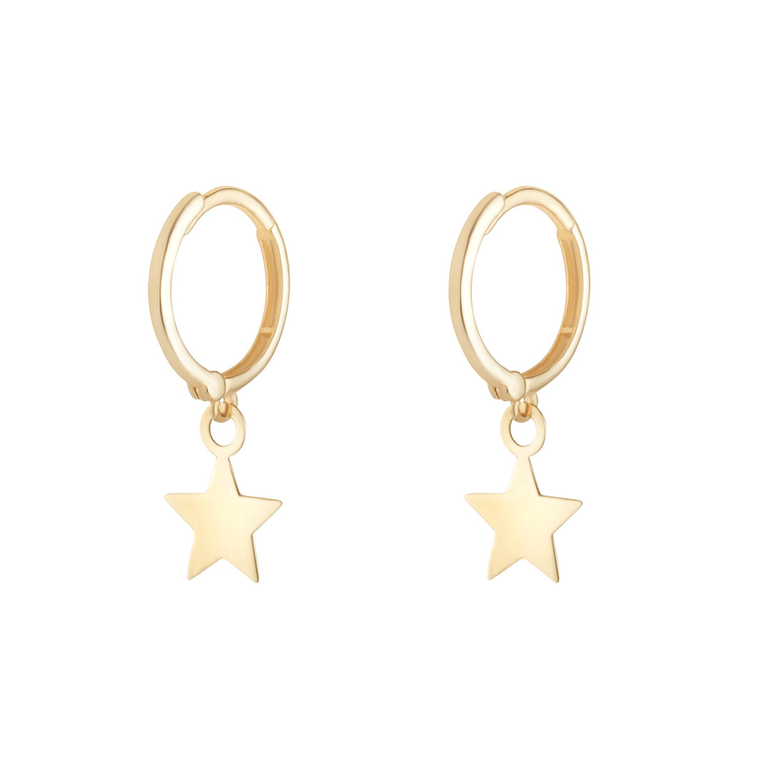 Gold Hoop Earring with Star Drop