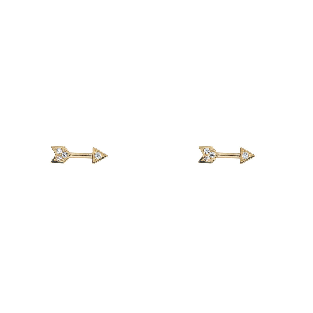 Gold & CZ Arrow Stud Earring