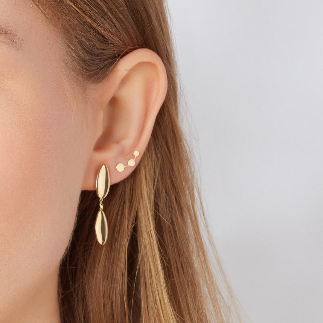 Gold Oval Drop Earring