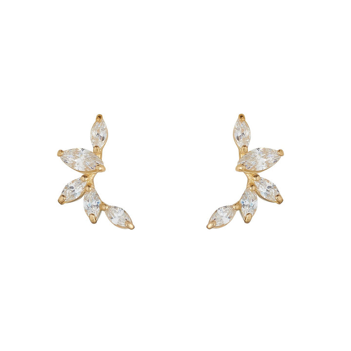 Gold Marquis Cluster Climber Earrings