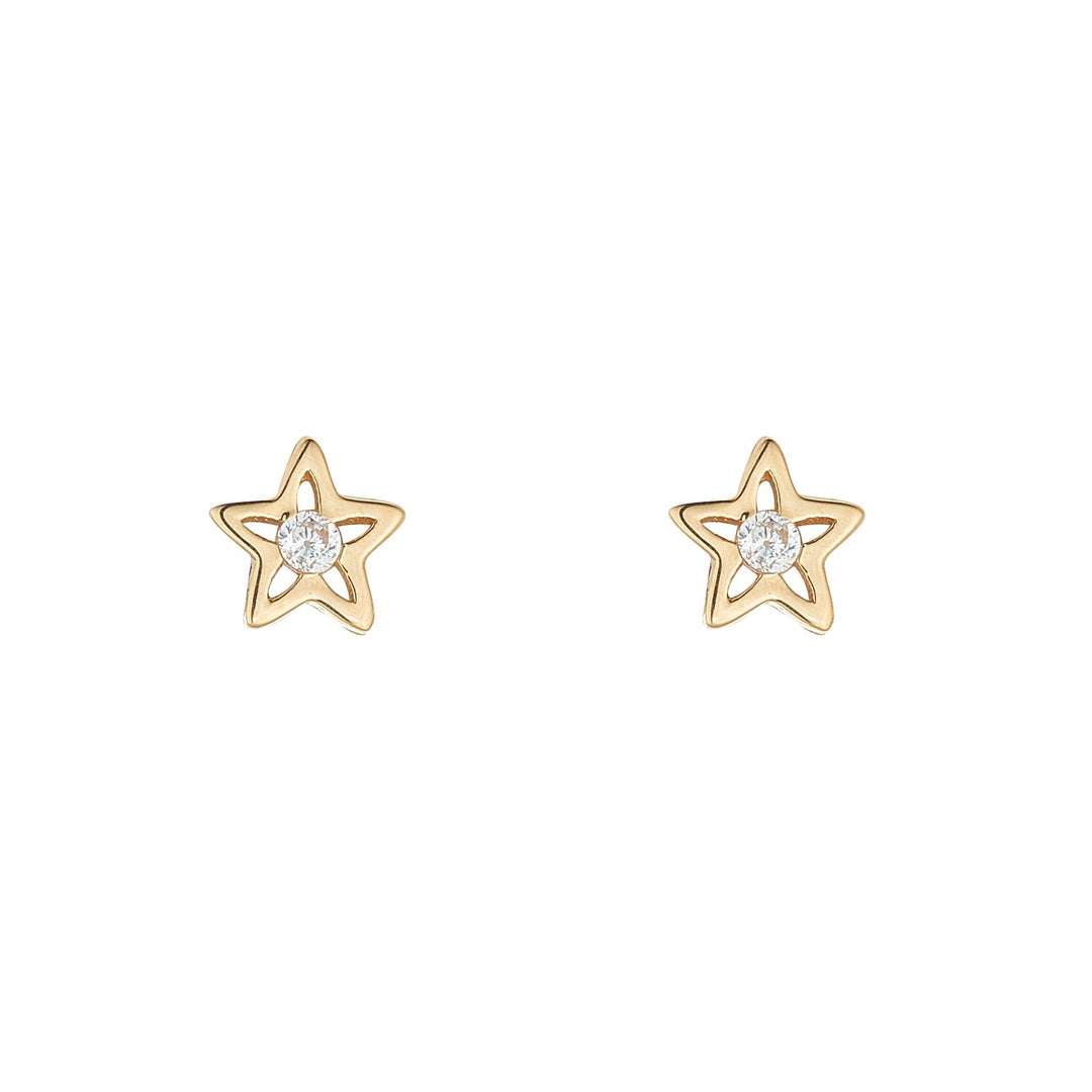 Gold Cubic Set Star Stud Earring